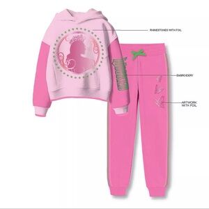 Wicked Glinda Character Girls 2-Piece Set Pink Fleece Set with Rhinestones